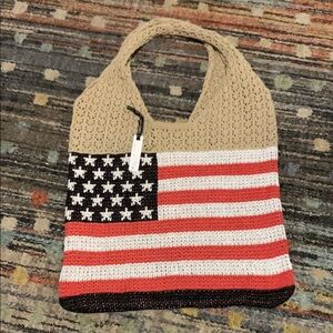 Coco + Carmen Tan and flag print purse